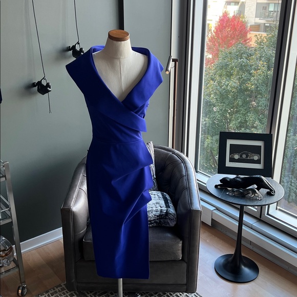 New Chiara Boni La Petite Robe Draped Faux Wrap Dress Size 40 IT / 4 US - Picture 2 of 11